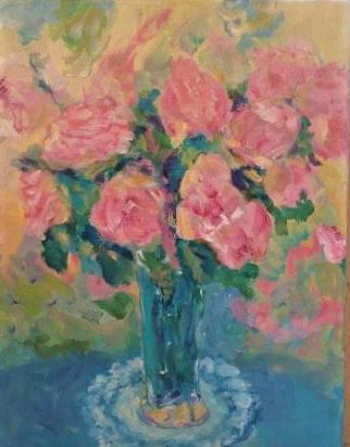Rosemary Duda Title: Pink Roses with Doily