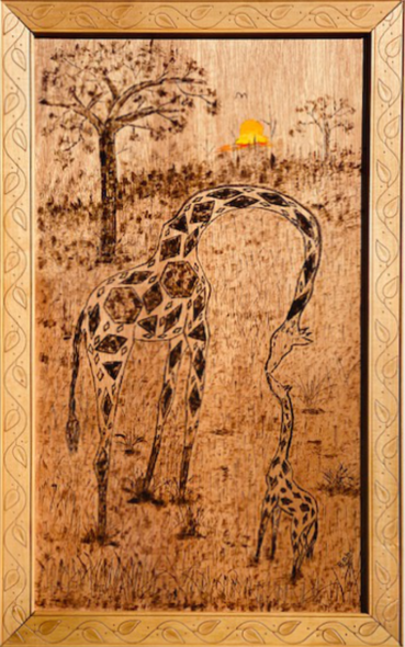 Babs Mohammed Title: Giraffe with Baby Call Sweet Mother