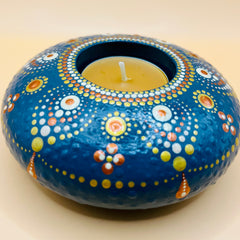 Enetta Pong Title: Blue with Gold Tealight Holder