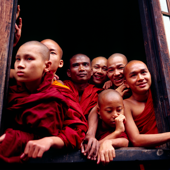 Double Image Studio Title: Monks in the Window