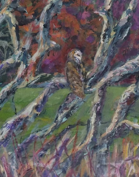 Duda, Rosemary title: Barnyard Owl on the Watch, Patrick Henry's Scotchtown