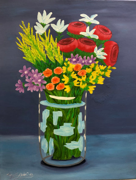 George Fatseas Title: Clear Vase with Flowers