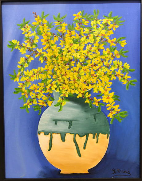 George Fatseas Title: Forsythia Branches in a Vase