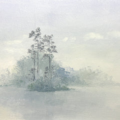 Hollett-Bazouzi, Linda Title: Trees on Upper Pond, Hazy Morning