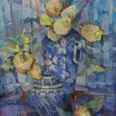 Jean Grunewald Title: Lemons with Blue Pots