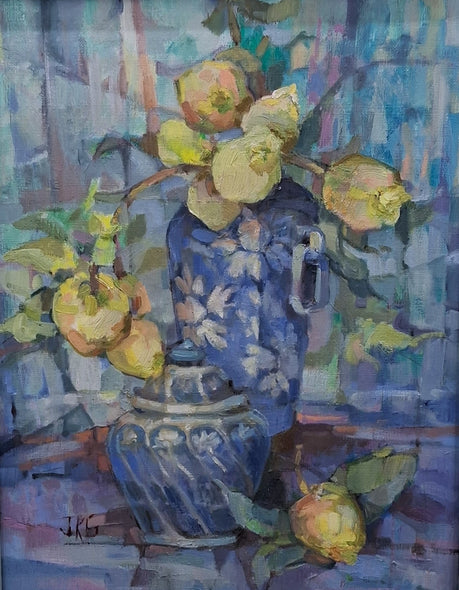 Jean Grunewald Title: Lemons with Blue Pots