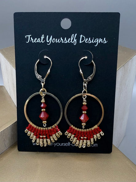 Jody Bryan Title: Gold Hoop Red and Gold Beaded Earrings