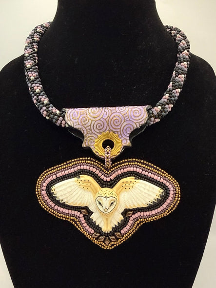 Jody Bryan Title: Owl In Flight With Kumihimo Necklace
