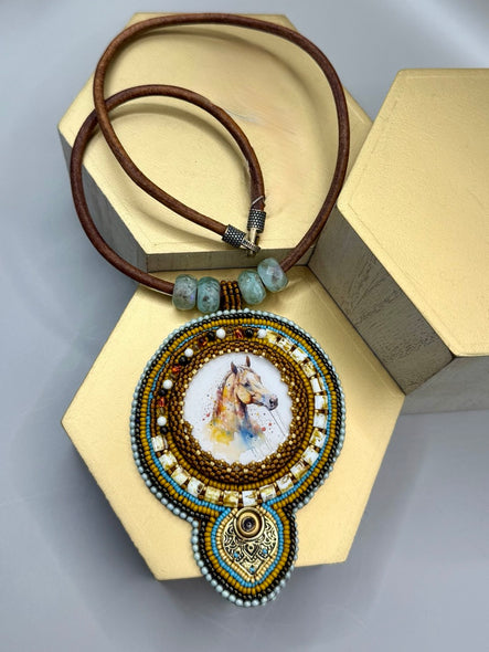 Bryan, Jody Title: Palomino Bead Embroidered Pendant