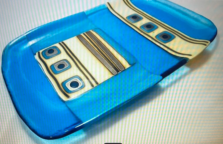 Judi Haller Title: Turquoise Fr Van Steel Blue Platter