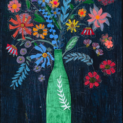 Julia Malakoff Title: Green Vase with Flowers #2