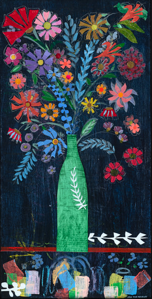 Julia Malakoff Title: Green Vase with Flowers #2
