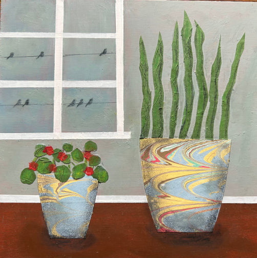 Kathleen Westkaemper Title: Eight Birds on Wires