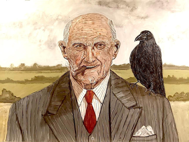 Knight, Payton  title: Chippy Westerberg, Nazi Hunter, and His Pet Crow, Moder, Birmingham, England, 1947