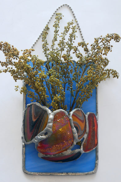Norma Geddes Title: Blue + Earthtones Wall Vase
