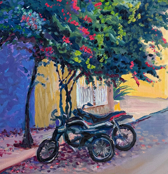 Poupore, Patricia  title: Bikes Under the Bougainvillea
