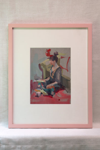 Sarah Calandro Title: Reading With Tea, Pink