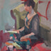 Sarah Calandro Title: Reading With Tea, Pink