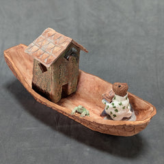 Debby Freed Title: Reading Beaver Boat with Snake and Frog