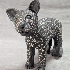 Debby Freed Title: Vines and Dandelion Seed Standing Sgraffito Cat
