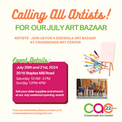 July Art Bazaar  Artist Sign up