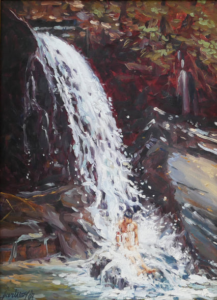 Chuck Larivey Title: Man Sitting in Waterfall
