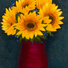Pam Weisberg Title: Sunflowers in a Red Vase