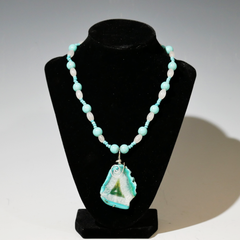 Sherry Siewert Title: Turquoise and Agate Stone Beaded Necklace