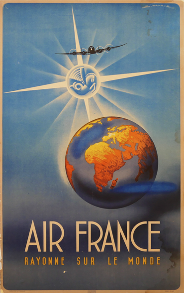 Vintage Travel Poster Title: Air France, Rayonne Sur La Monde - Maraus