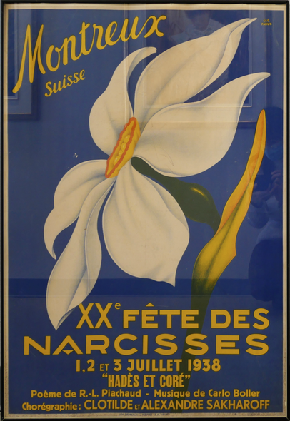 Vintage Travel Poster Title: Montreaux Suisse: Fete des Nercisses - Geo Pahud