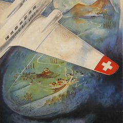 Vintage Travel Poster Title: Swiss Air Lines - Come to Switzerland by air - Hafelfinger