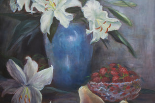 Ann Maire Vaughn Title: White Lilies in Blue Vase