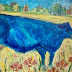 Susan Cary Title: Spring Pasture - One Cow with Fan Flowers